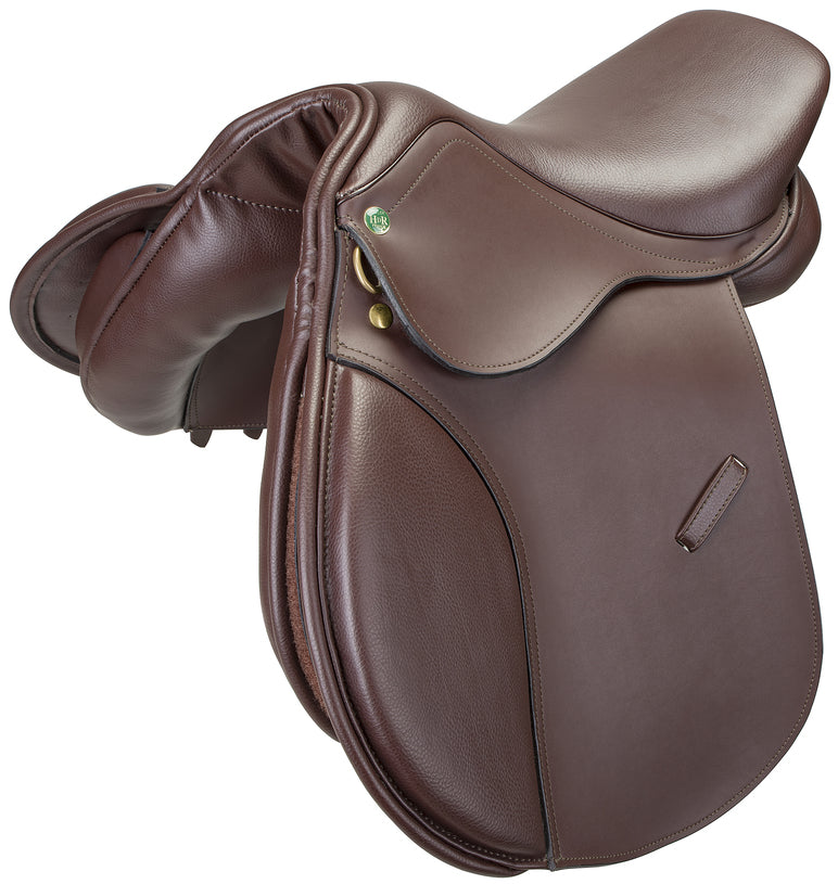 Henri de Rivel Vegan-X Junior Close Contact Saddle - Color: Havana | Pack Of: 1 | Shape: Regular | Size: 15.75