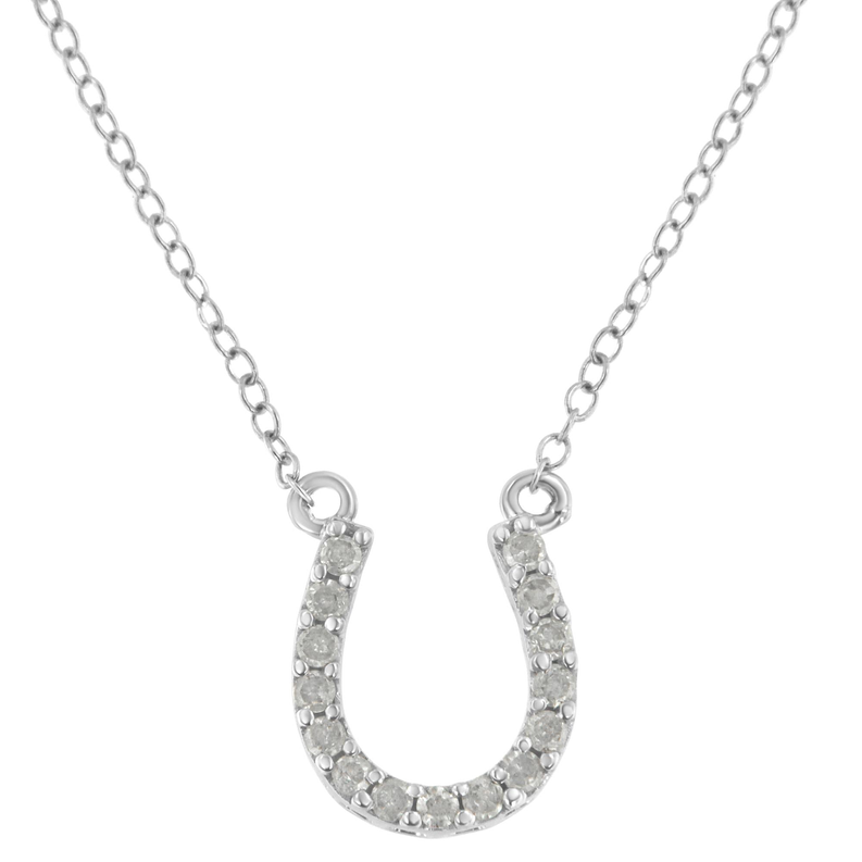.925 Sterling Silver 1/4 cttw Diamond Horseshoe Necklace (I-J, I3)